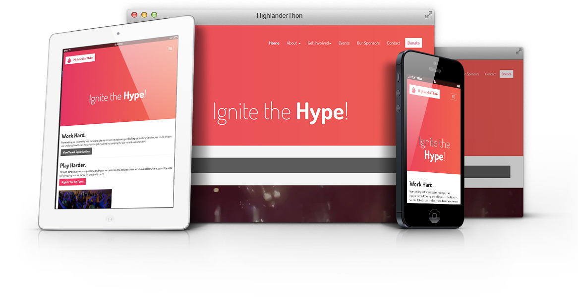 Display of the high-fidelity mockup of the website on all devices